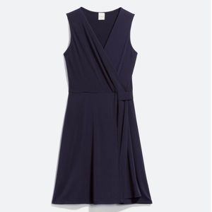 Blue Faux Wrap Dress